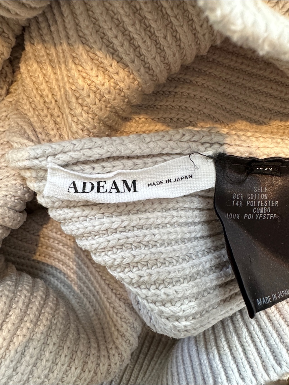 ADEAM Cream Ribbed Knit Sweater with Label Detail - Picture 2 of 4